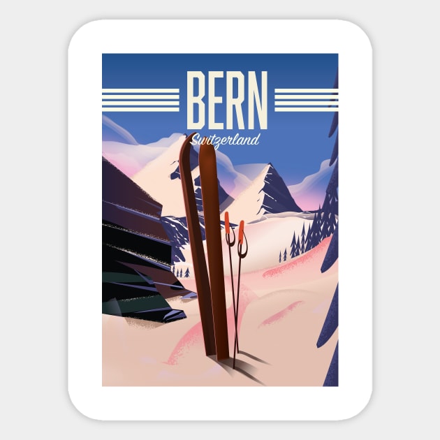 Bern switzerland ski poster Sticker by nickemporium1